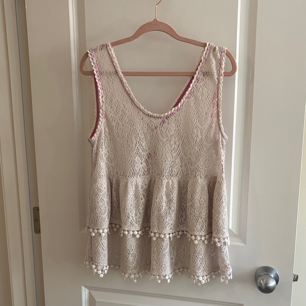 Free People Lace Peplum Top - Cream